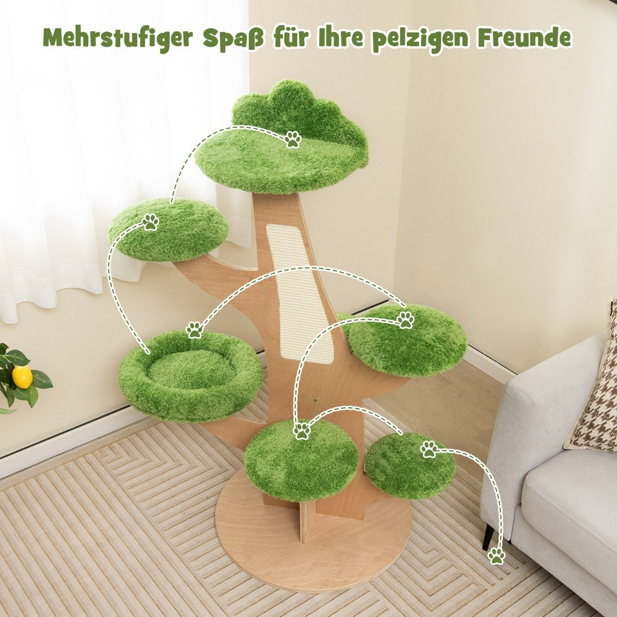 128cm cat tree with berth & jumping platform kitten activity center