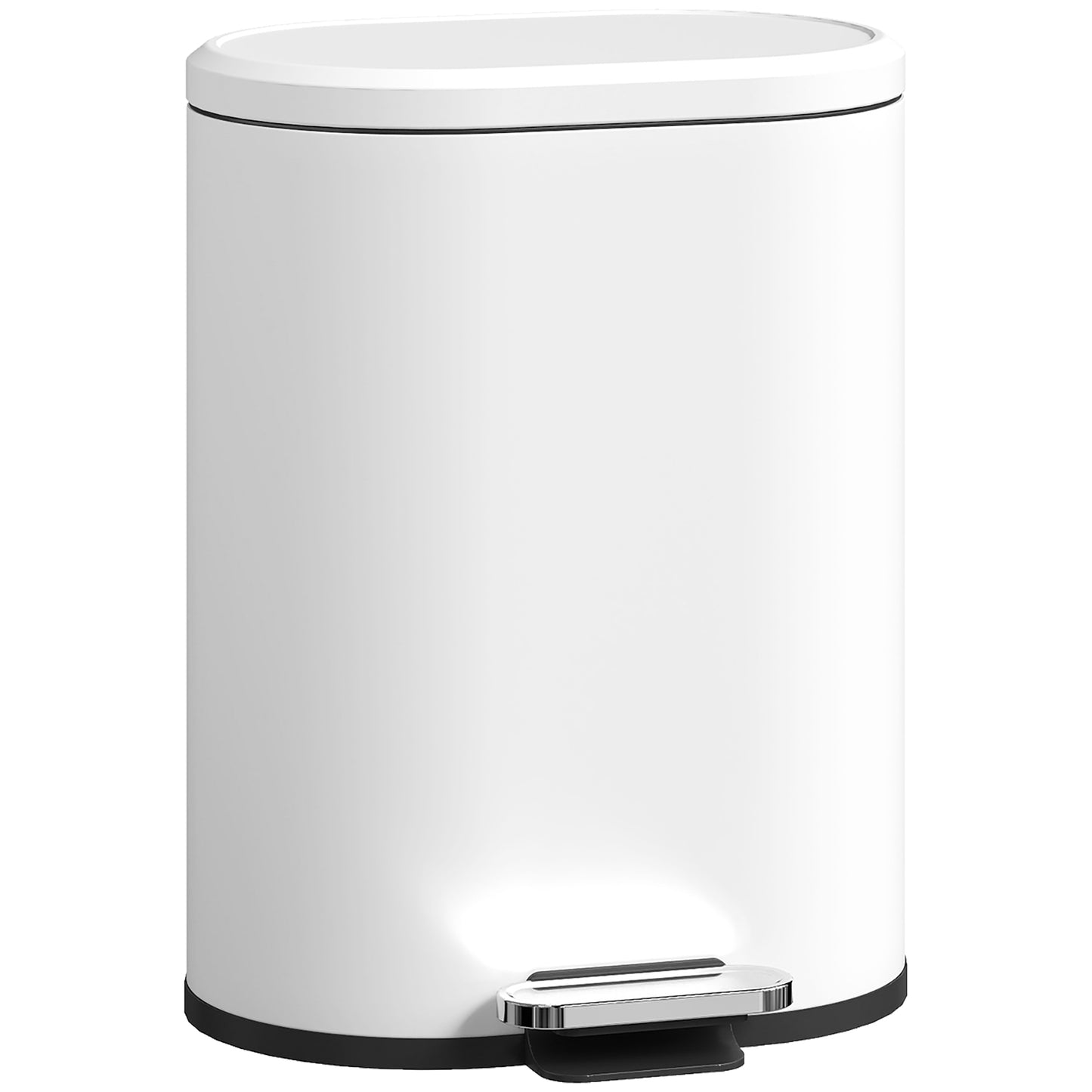12L White Trash Can with Lid, Foot Pedal, Soft-Close