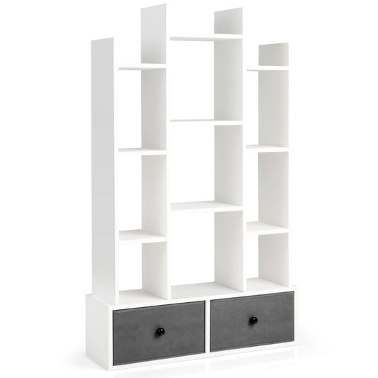 12 Tier Open Back Bookcase & Drawer 81 x 24 x 132 cm White