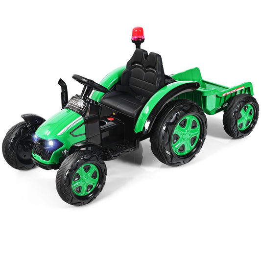12V Children's Electric Tractor with Trailer Toy Tractor 151 x 68 x 70 cm Green