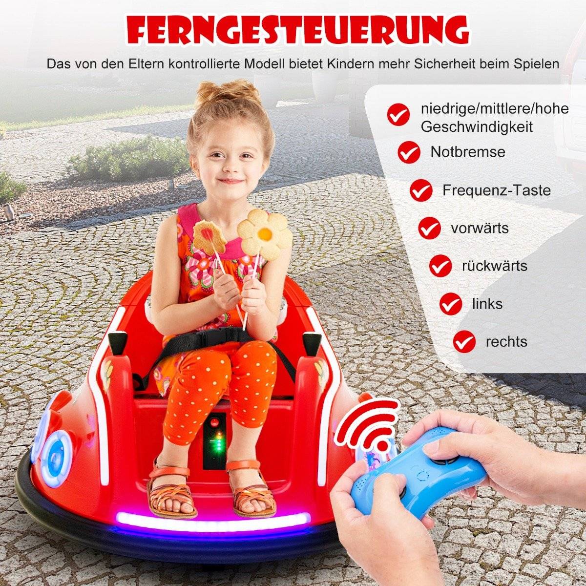 12V Kids Bumper Car, 360° Spin, Music & Remote Control
