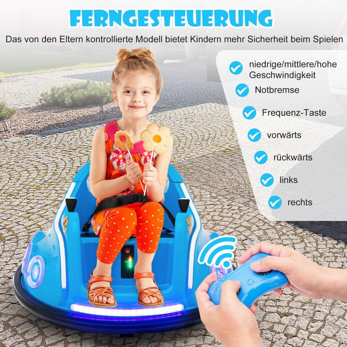 12V Kids Bumper Car with 360° Spin, Music & Remote Control