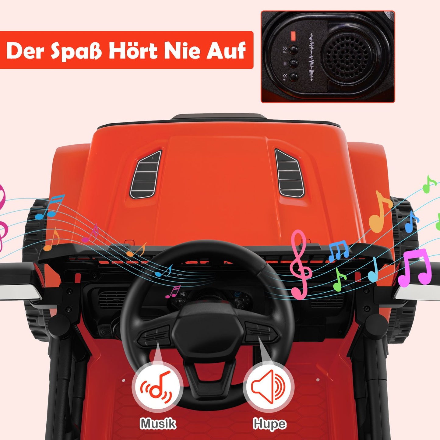 12V Kids Electric Car with Remote, Music, LED Lights