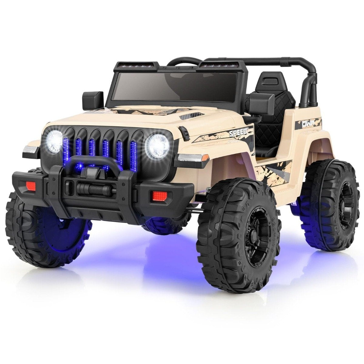 12V Kids Electric Ride-On Car with Remote & MP3, Khaki