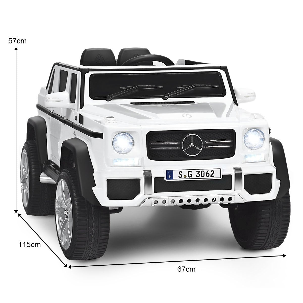 12V Kids Ride-On Car with Remote, Music, LED Lights