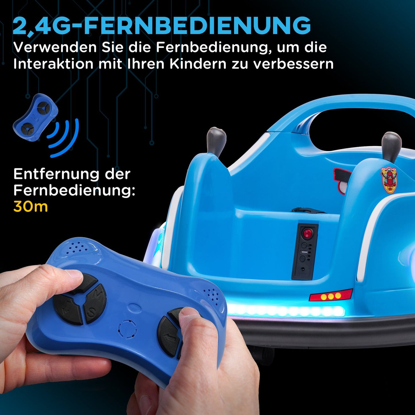 12V Kids Electric Bumper Car, Remote Control, 360° Spin