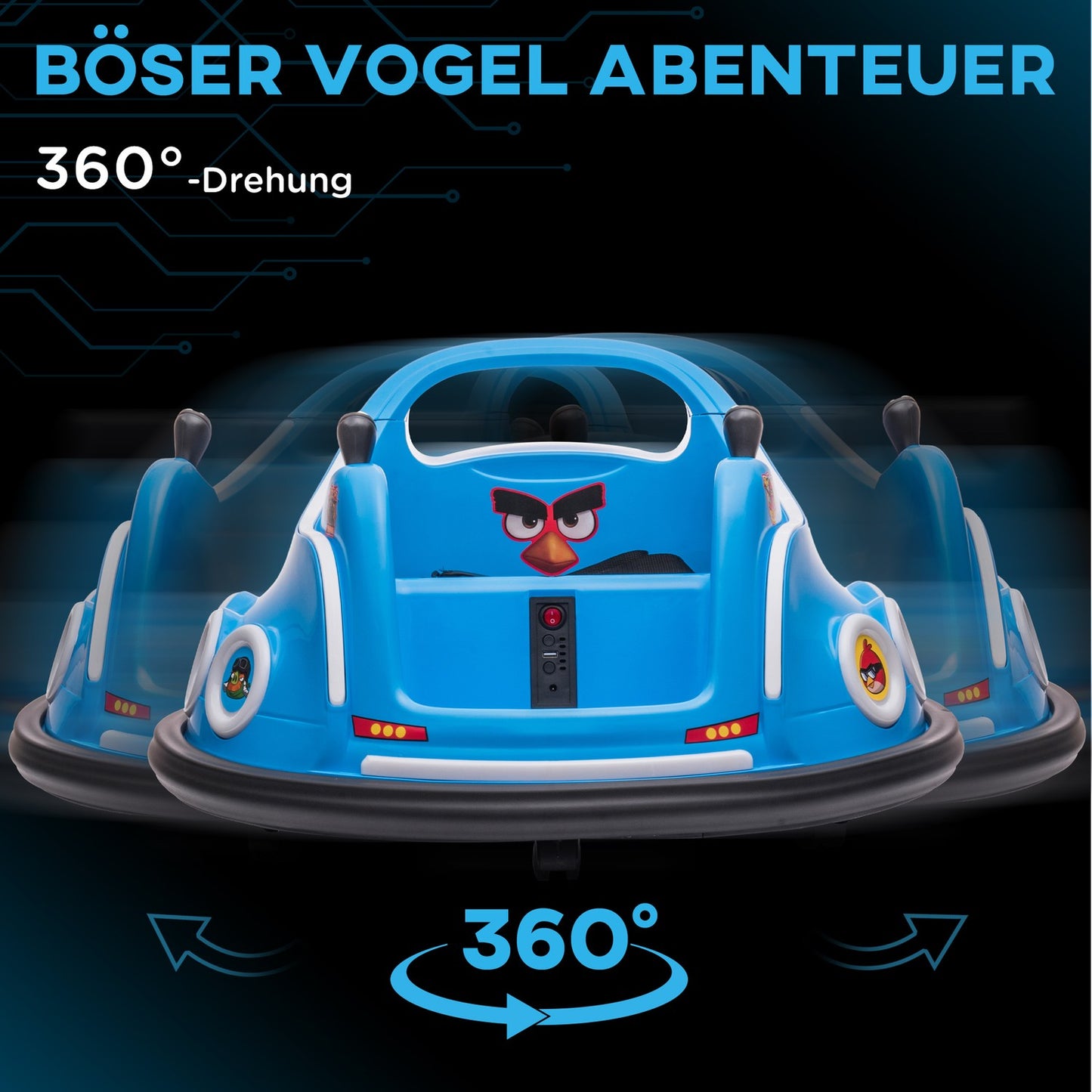 12V Kids Electric Bumper Car, Remote Control, 360° Spin