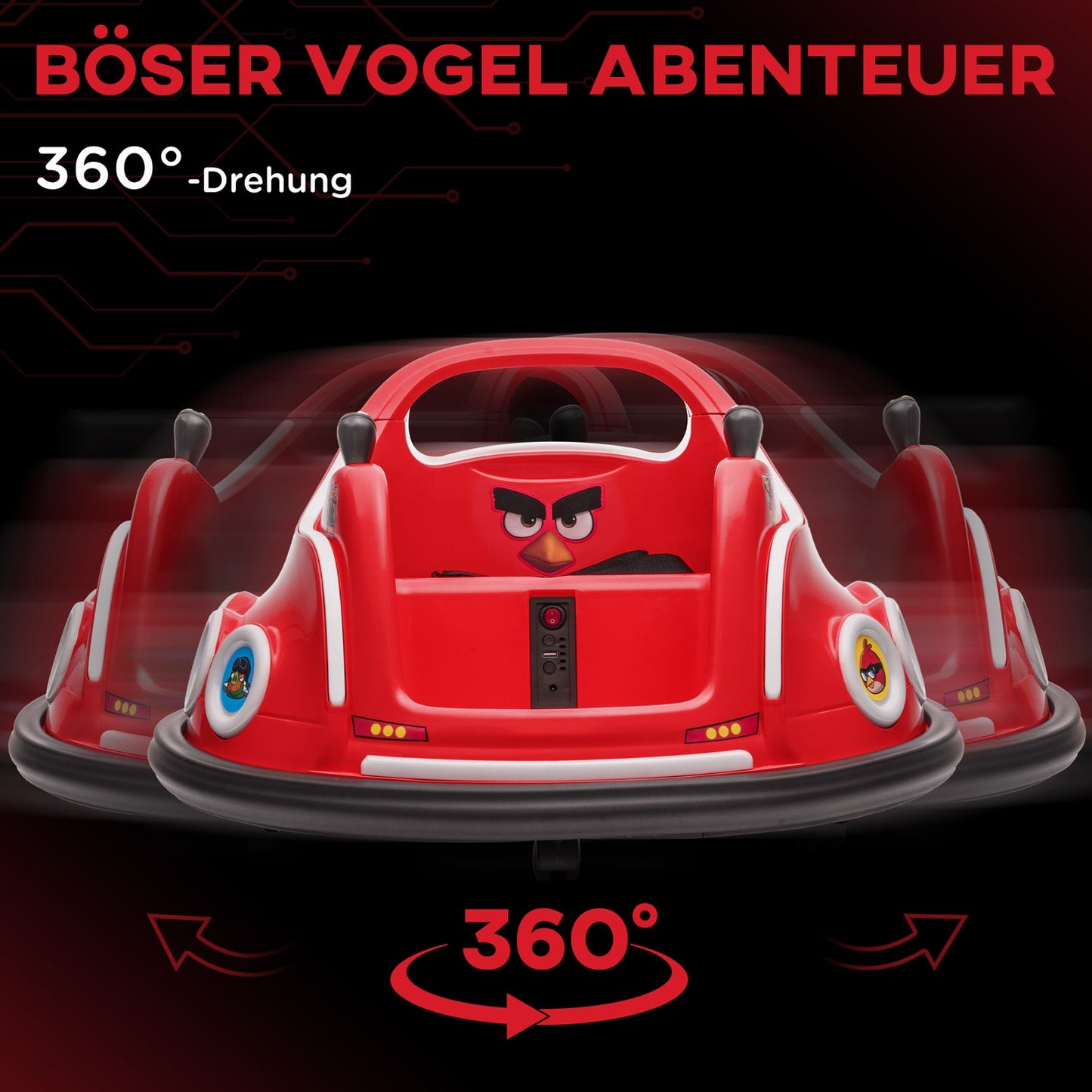 12V children's car with remote control, lights and 360° spin