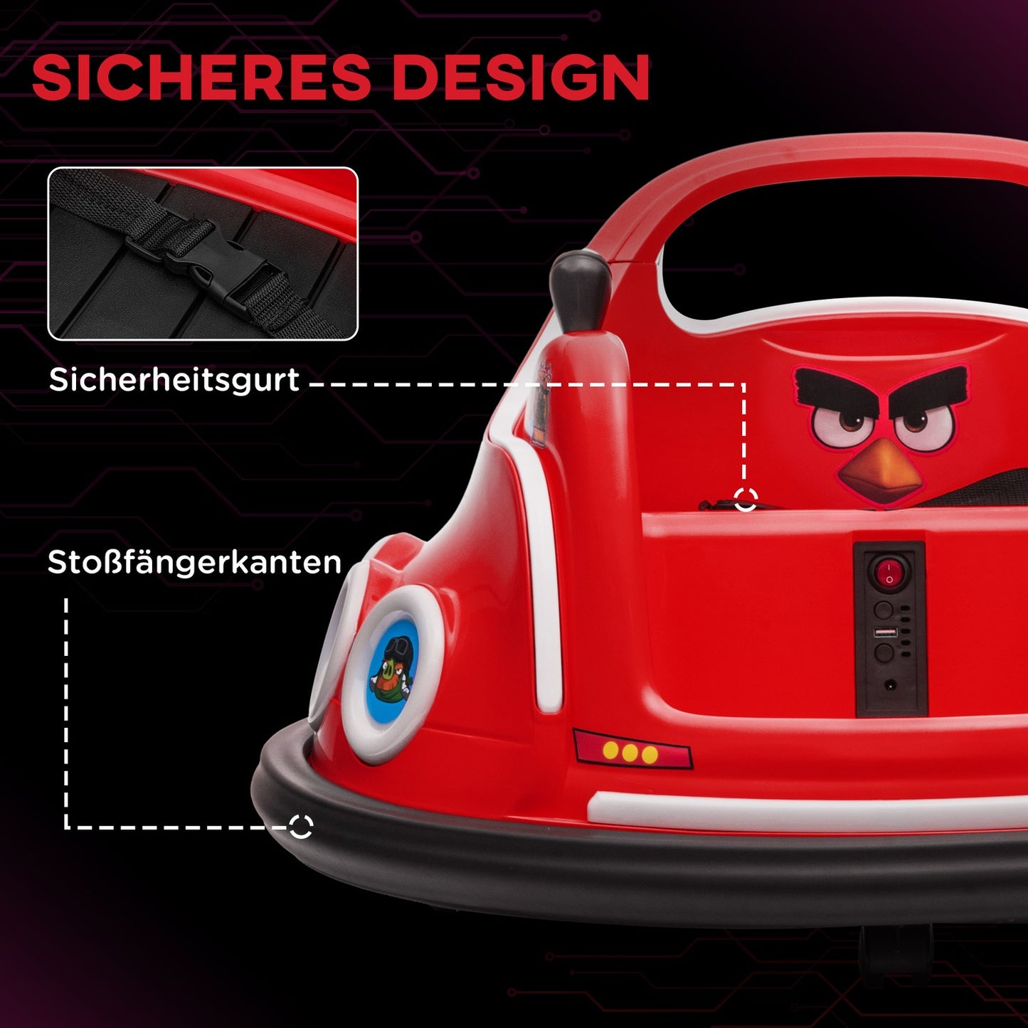 12V children's car with remote control, lights and 360° spin