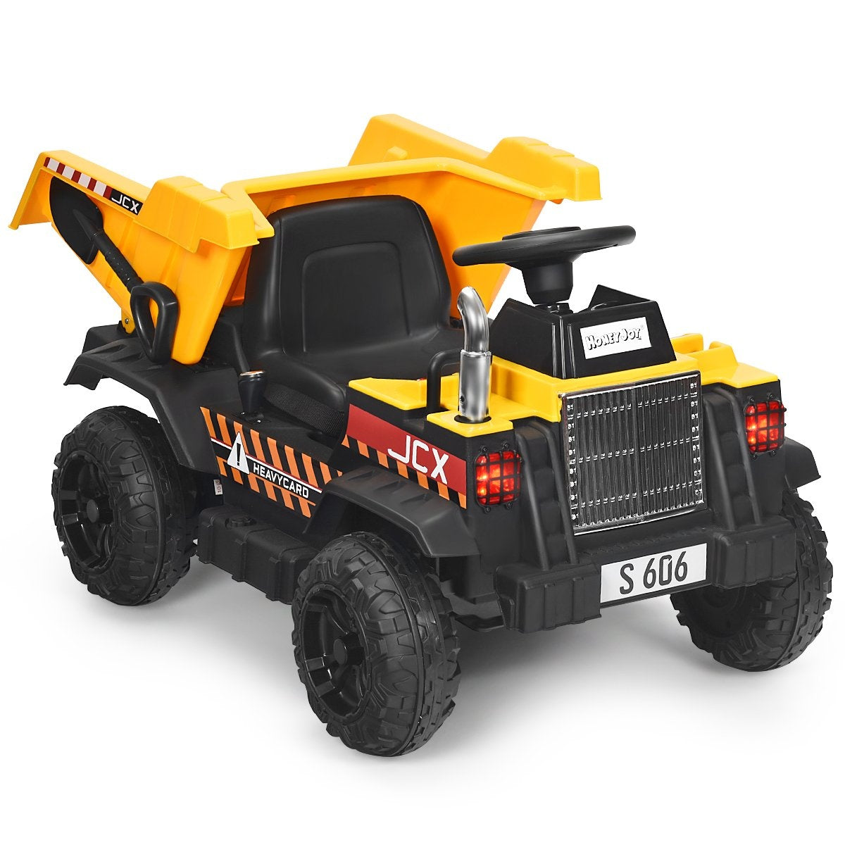12V children's tractor with electric rear shovel & remote control & lights + music + radio for children aged 3 and over