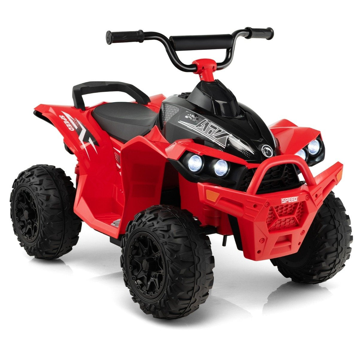 12V electric children's quad with 2.2/4.3 KM/H speed &amp; Horn, music &amp; LED lights electric quad red