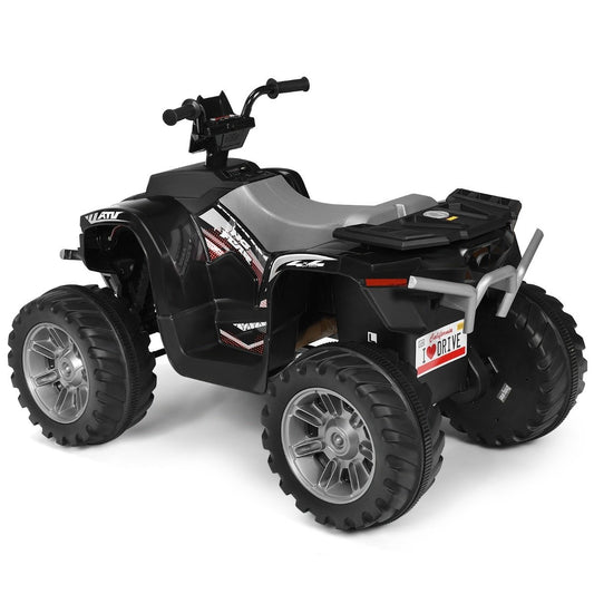 12V electric children's quad with headlights, mini electric quad with music and horn, 4 wheels children's quad, 2.8-5 km/h for children aged 3 and over, black