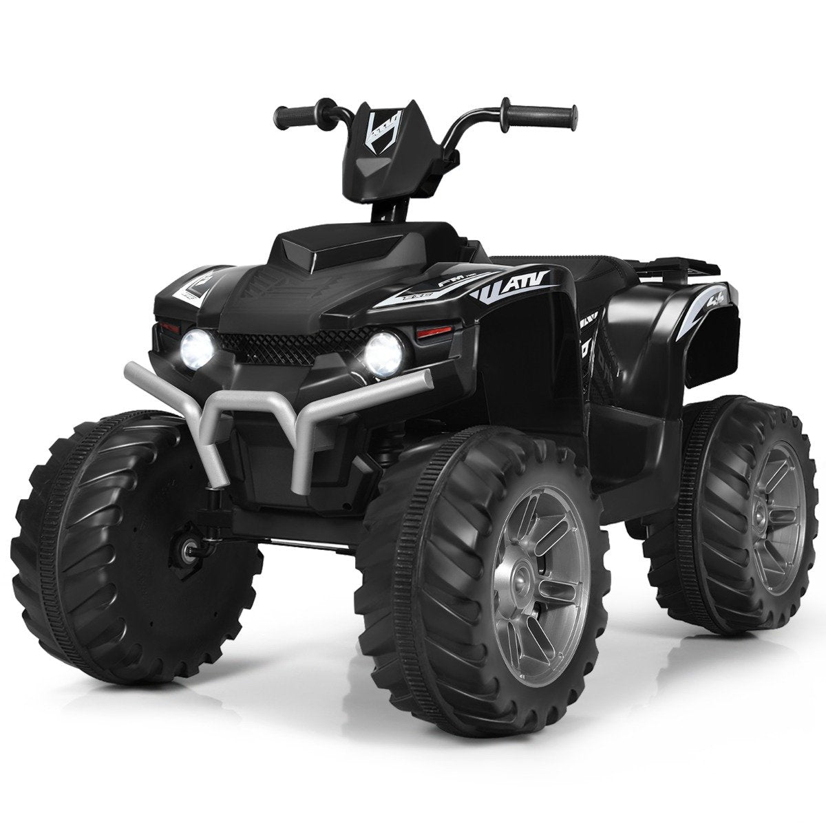 12V electric children's quad with headlights, mini electric quad with music and horn, 4 wheels children's quad, 2.8-5 km/h for children aged 3 and over, black