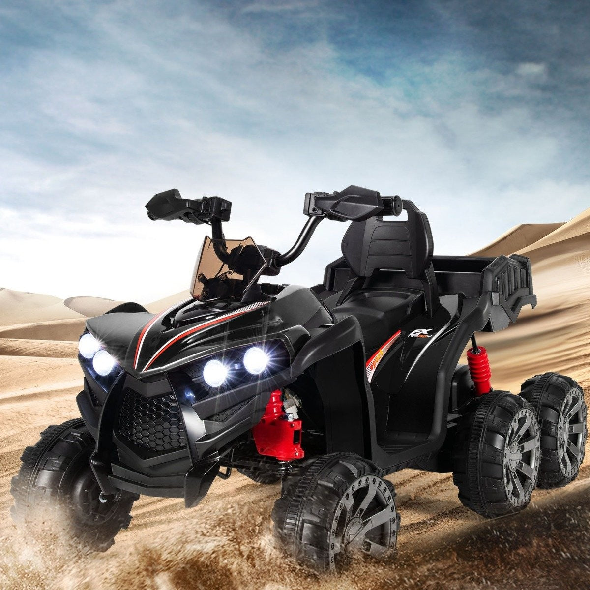12V electric children's quad with storage space & LED lights mini electric quad 3-6 km/h black