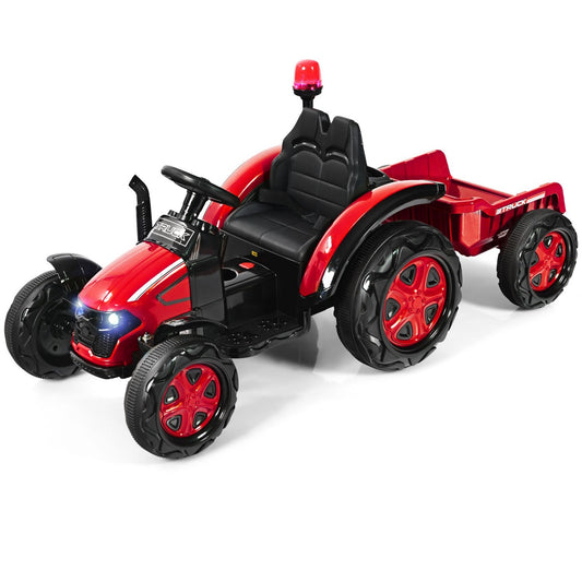 12V tractor children's ride-on tractor with removable trailer 151 x 68 x 70 cm red