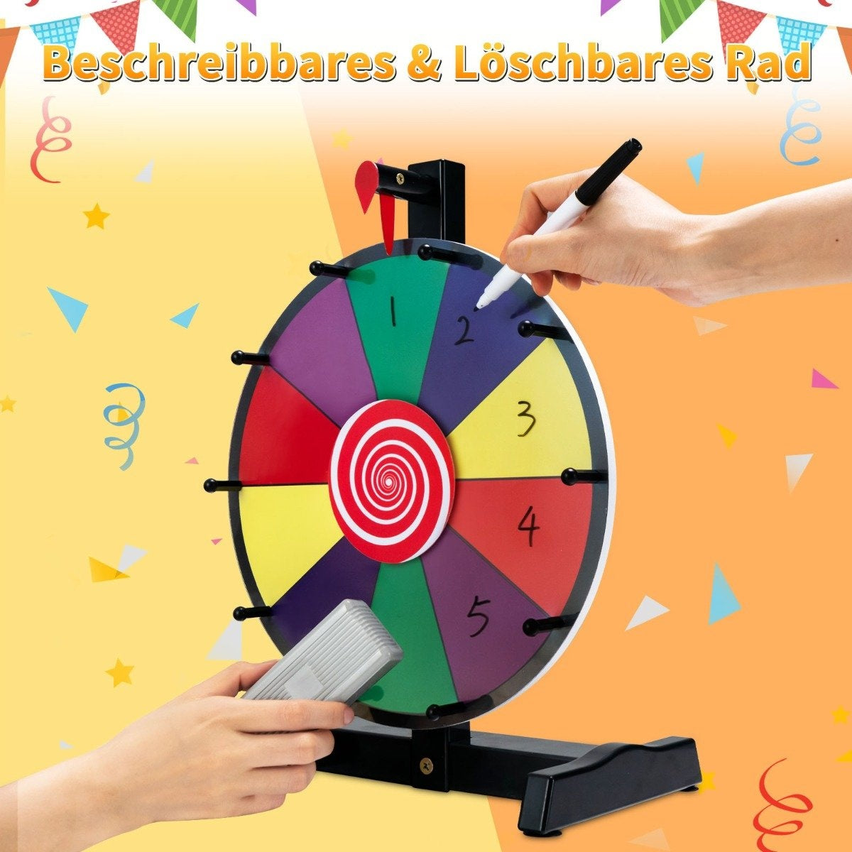 12" Wheel of Fortune for Spinning with Eraser & Marking Pen Lucky Wheel for Lottery Games and Word Games