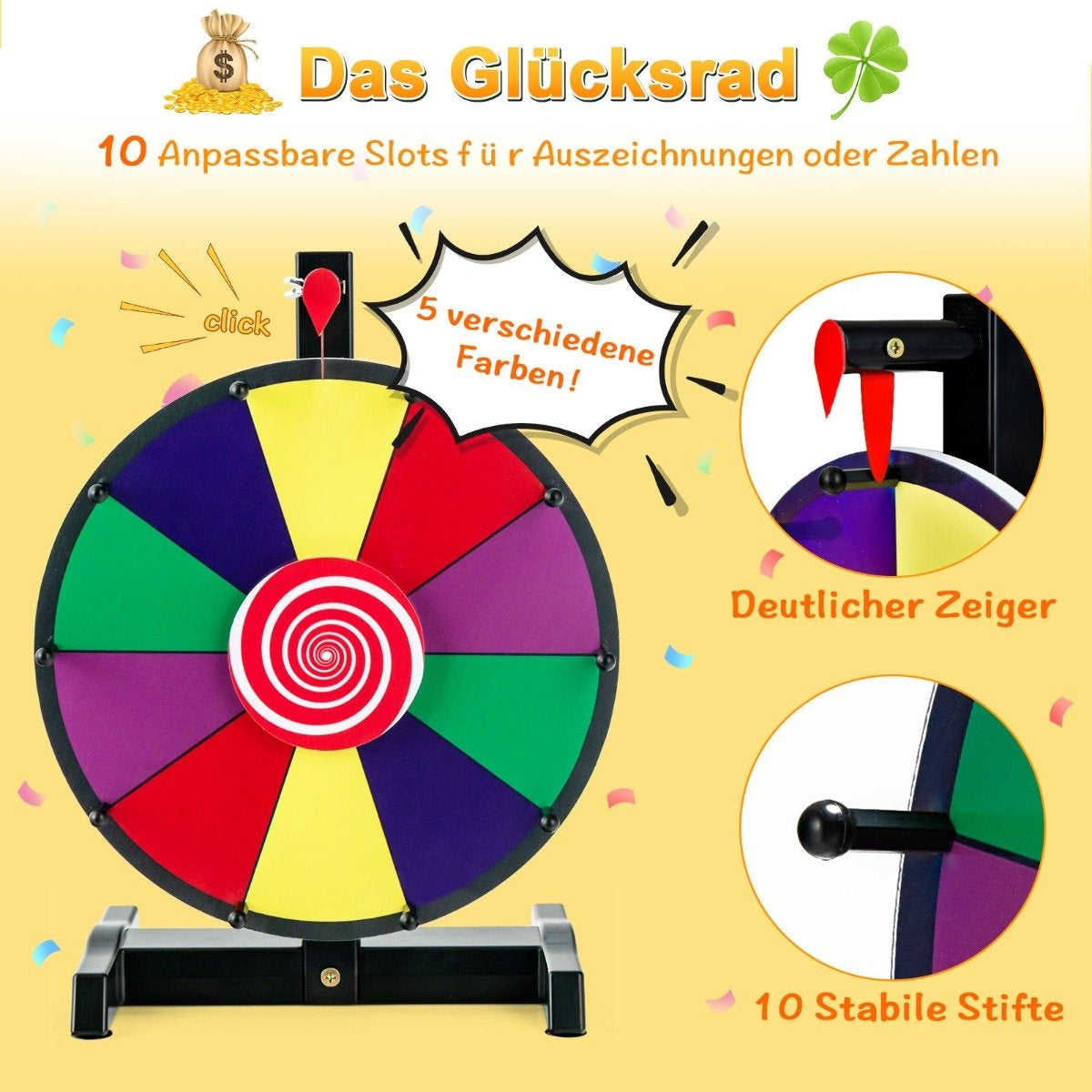 12" Wheel of Fortune for Spinning with Eraser & Marking Pen Lucky Wheel for Lottery Games and Word Games