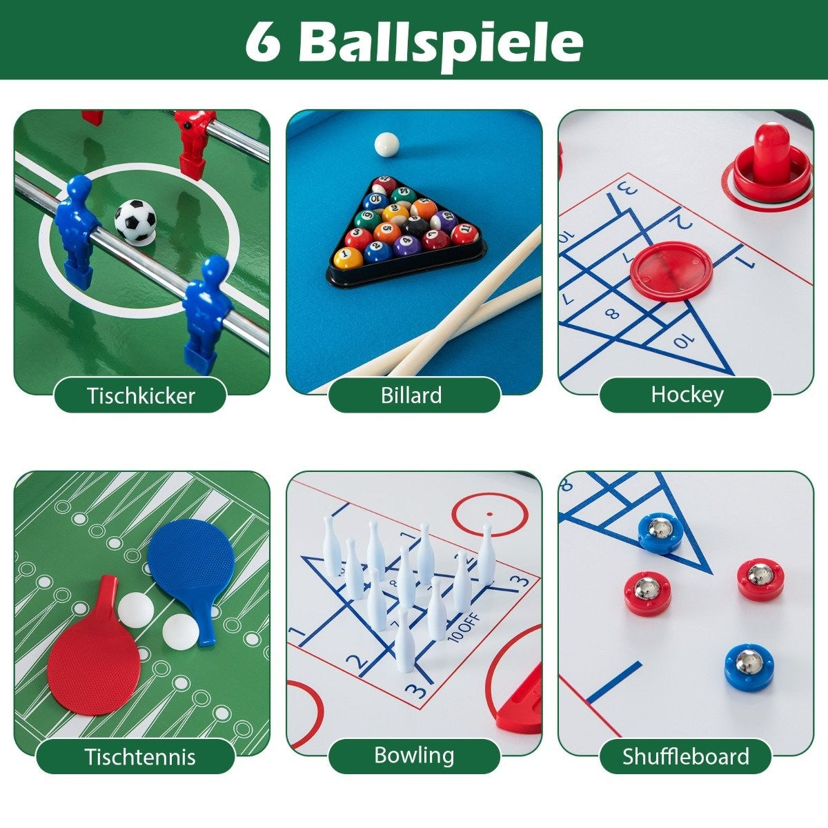 12-in-1 Multi-Game Table: Foosball, Air Hockey, Billiards