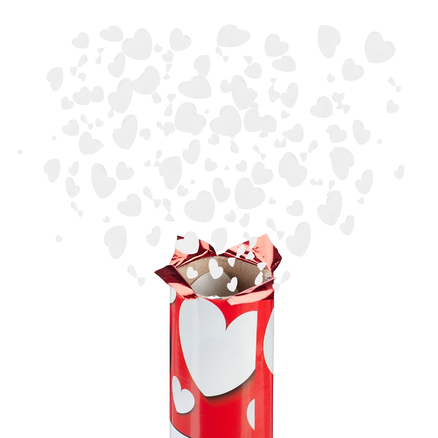12x Party Popper White Hearts