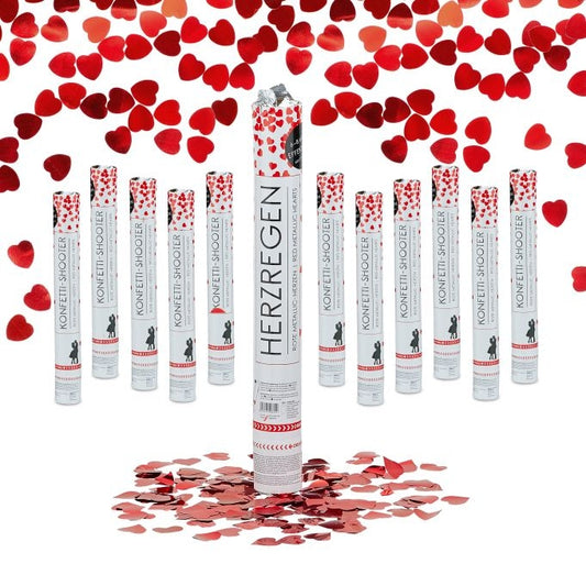 12x Party Popper red hearts