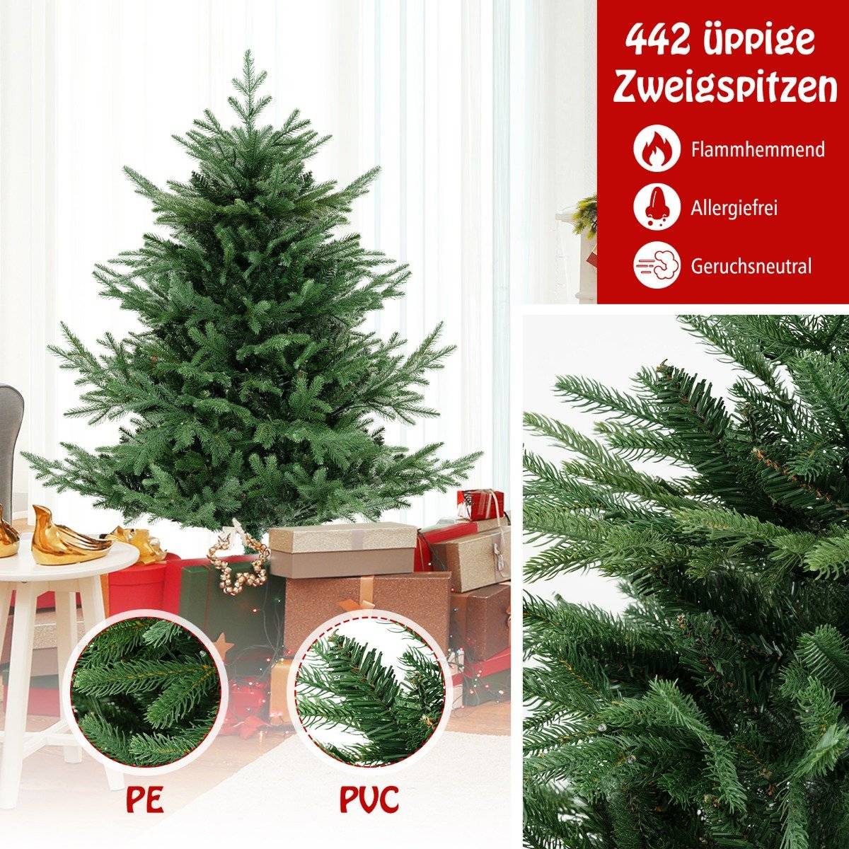 135 cm Artificial Christmas Tree with 160 LED Lights