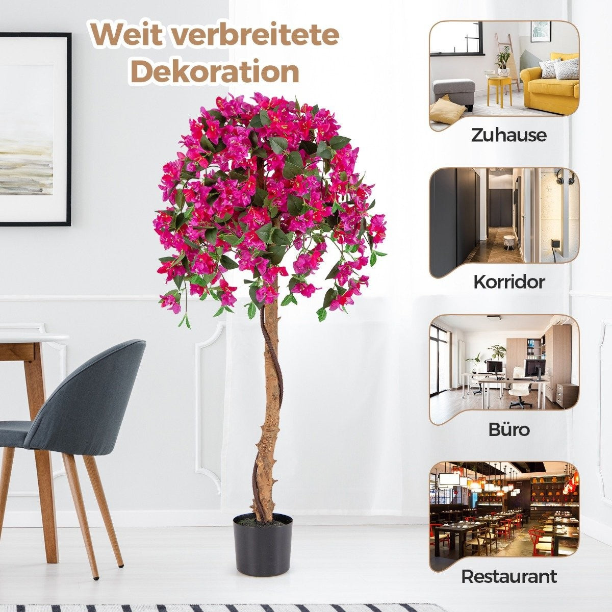 135 cm artificial tree with flowers artificial plant in pot Artificial tree with azalea flowers
