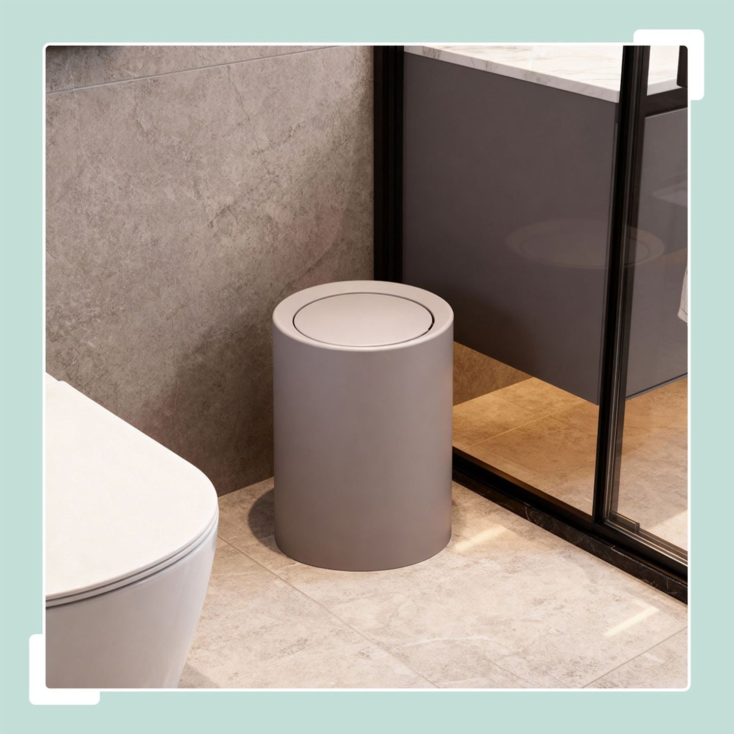 13L Swing-Lid Plastic Bin for Kitchen or Bathroom