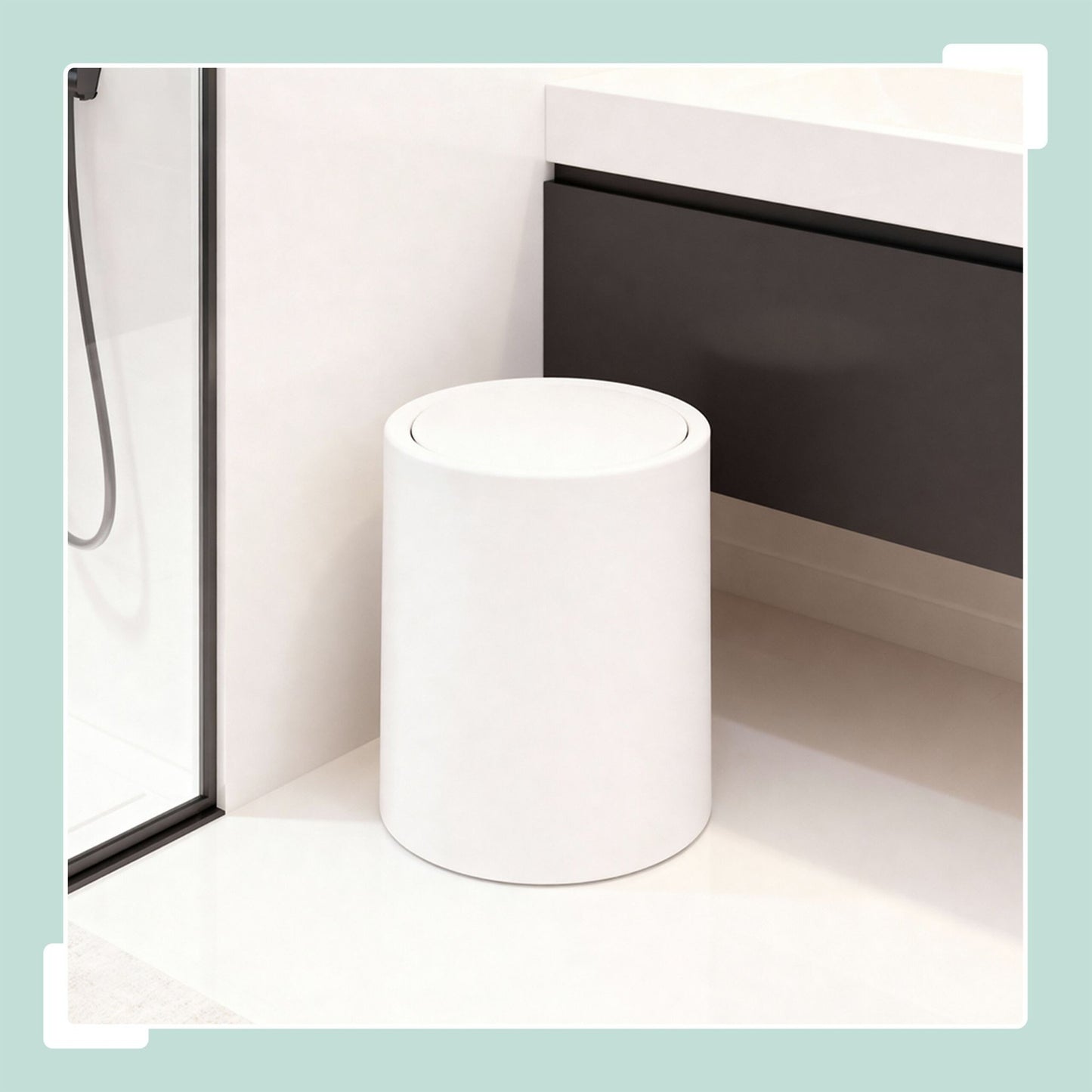13L Swing-Lid Plastic Bin for Kitchen or Bathroom