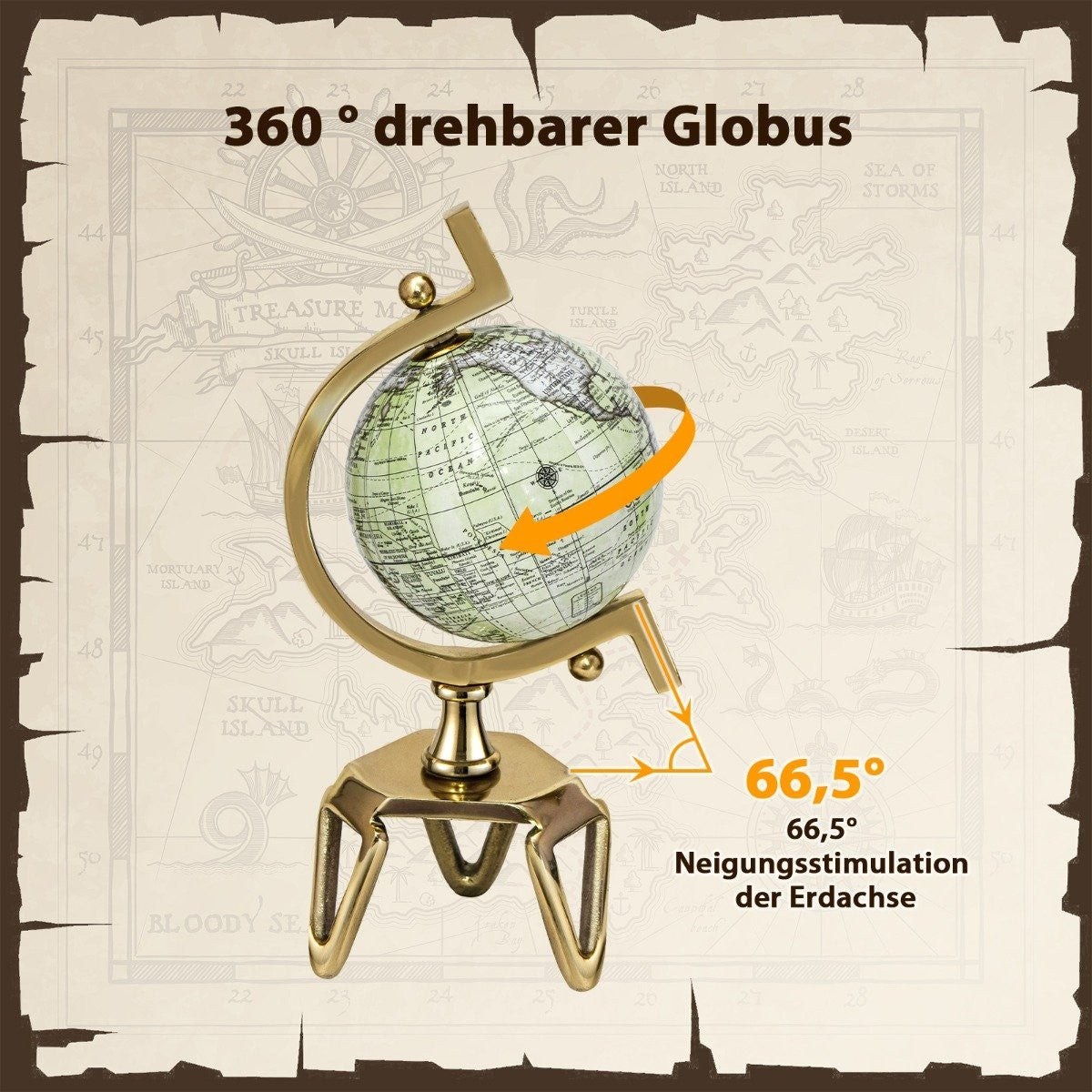 Ø 13 cm Antique globe with metal base Rotating student globe Geographic globe Ø 13 cm