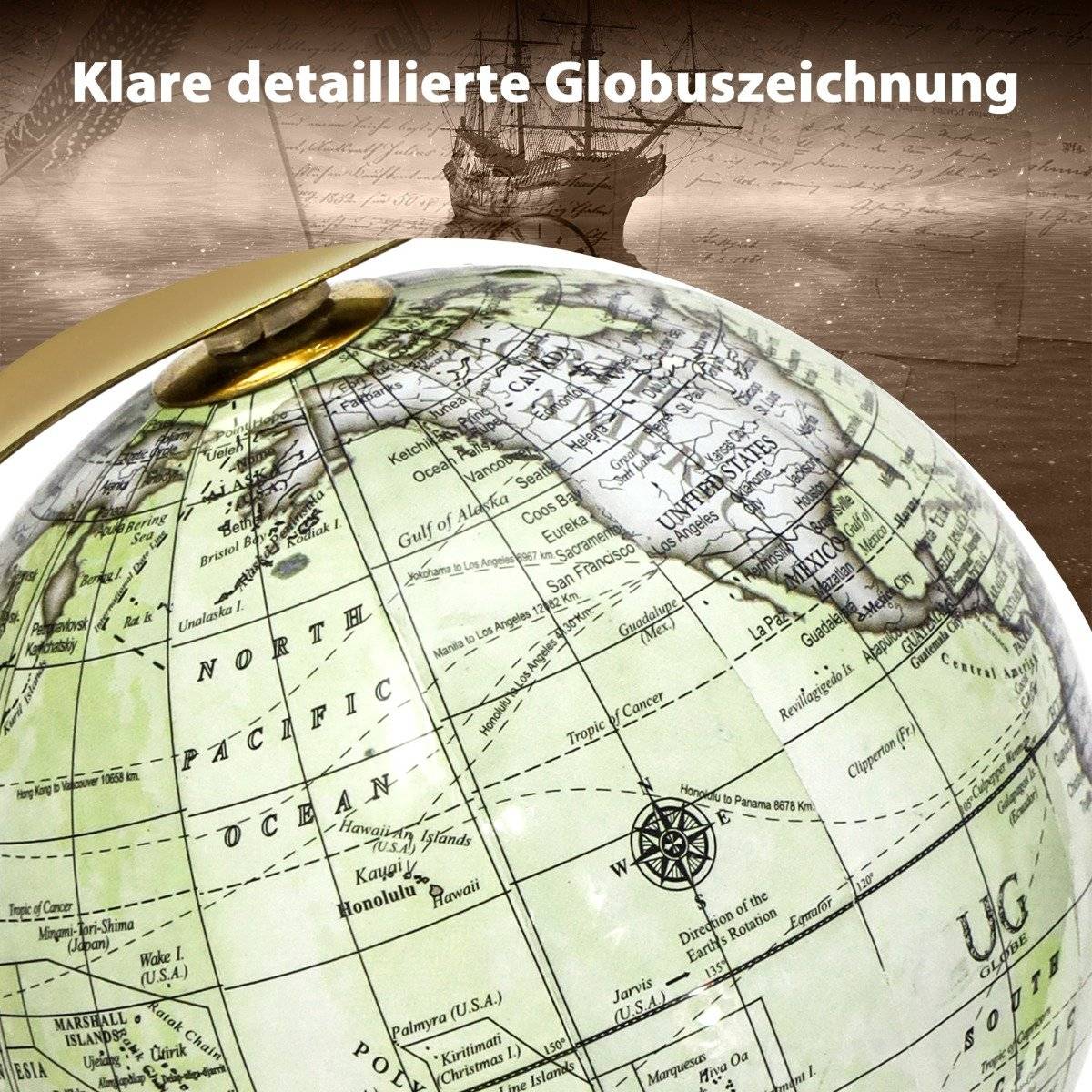 Ø 13 cm Antique globe with metal base Rotating student globe Geographic globe Ø 13 cm