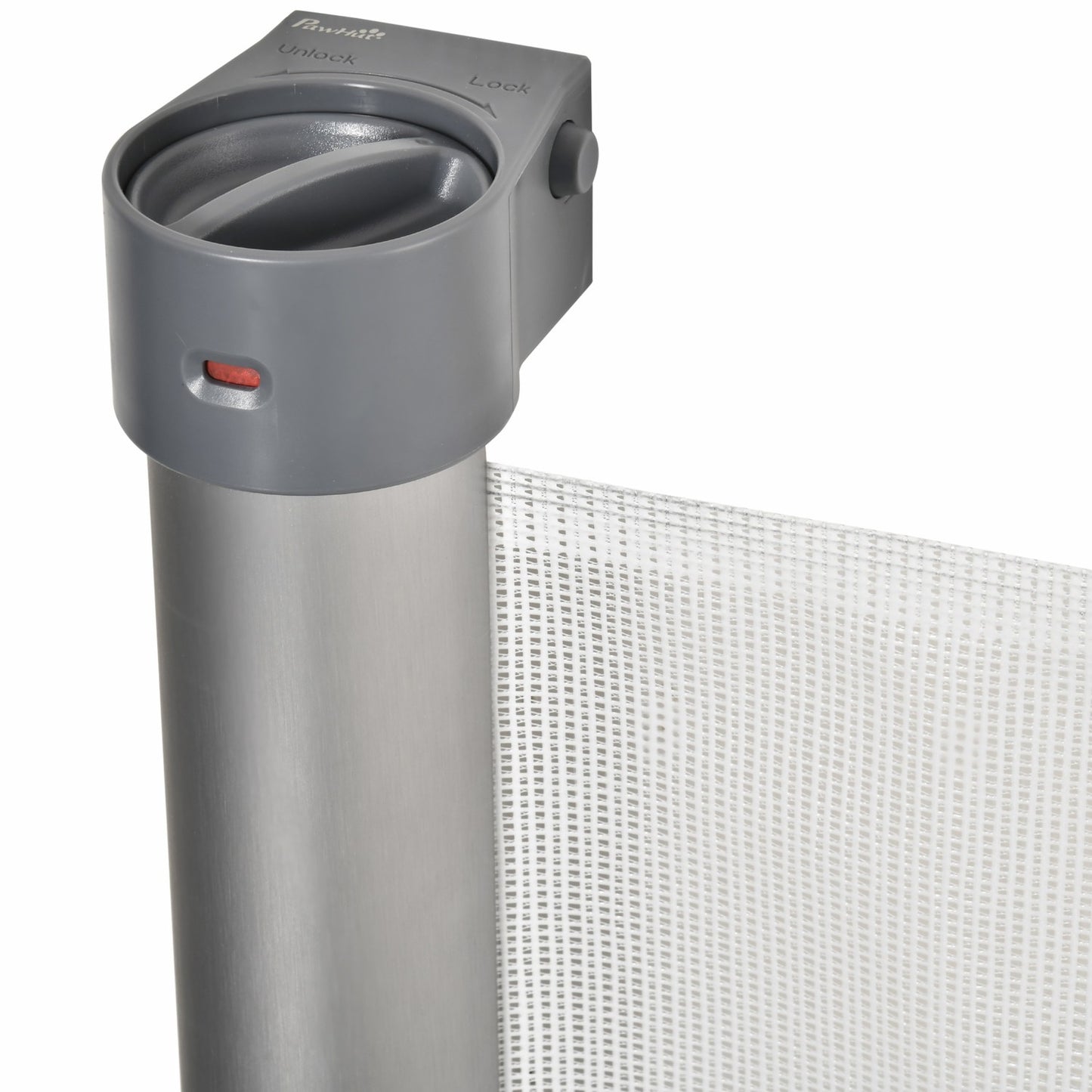 Retractable 140 cm stair gate, roll-up, one-handed operation