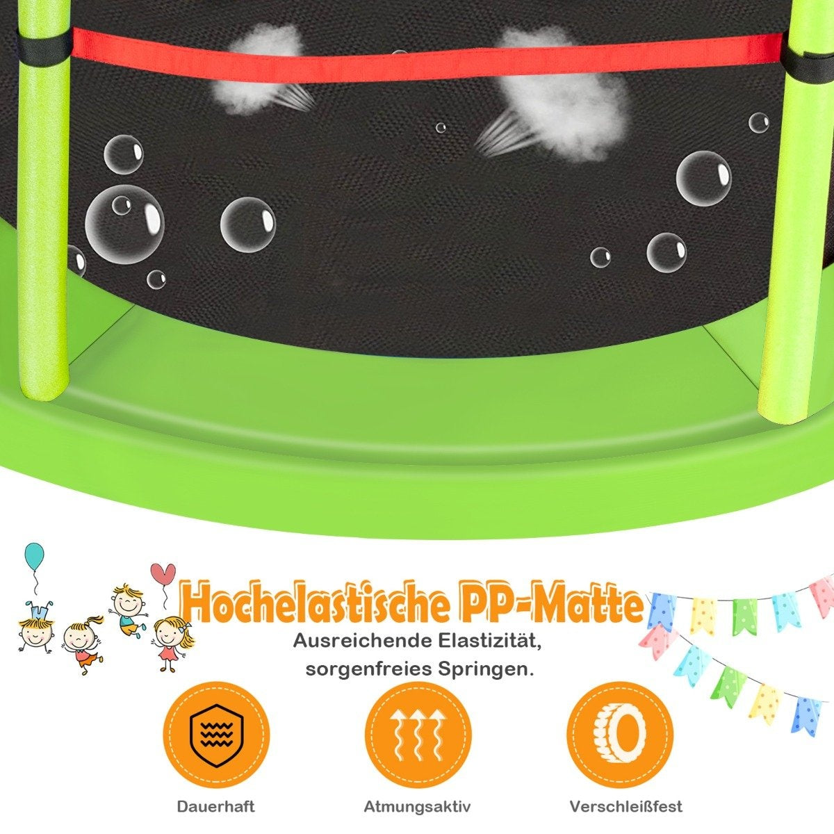 Ø140cm garden trampoline with safety net trampoline can hold up to 135KG for children aged 3 and over green
