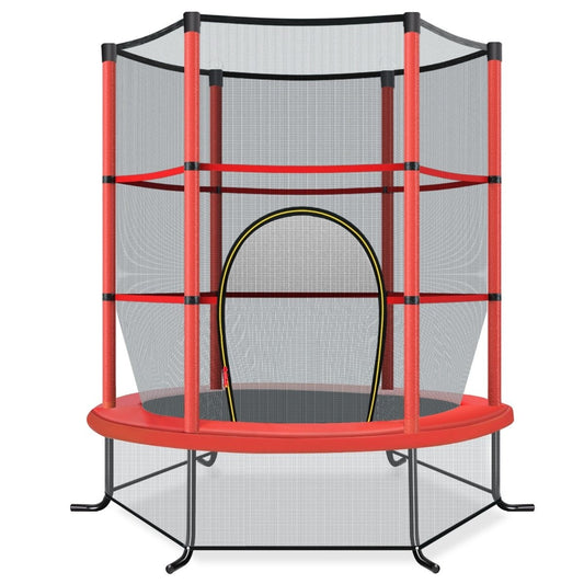 Ø140cm garden trampoline with safety net trampoline can hold up to 135KG for children aged 3 and over red