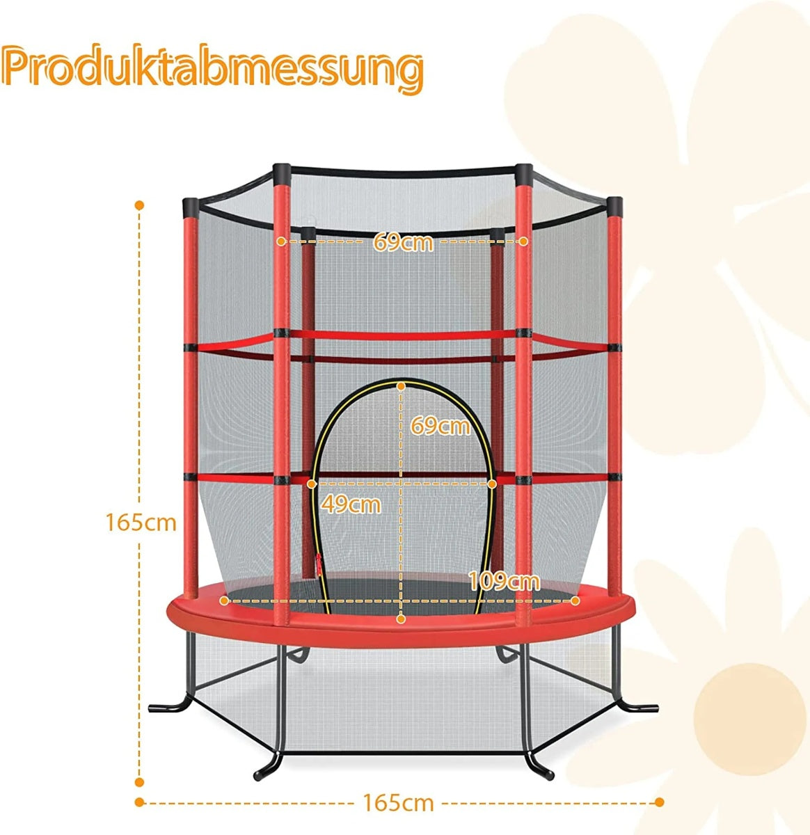 Ø140cm garden trampoline with safety net trampoline can hold up to 135KG for children aged 3 and over red