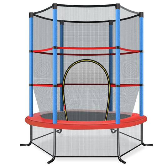 Ø140cm garden trampoline with safety net trampoline can hold up to 135 kg for children aged 3 and over, navy blue