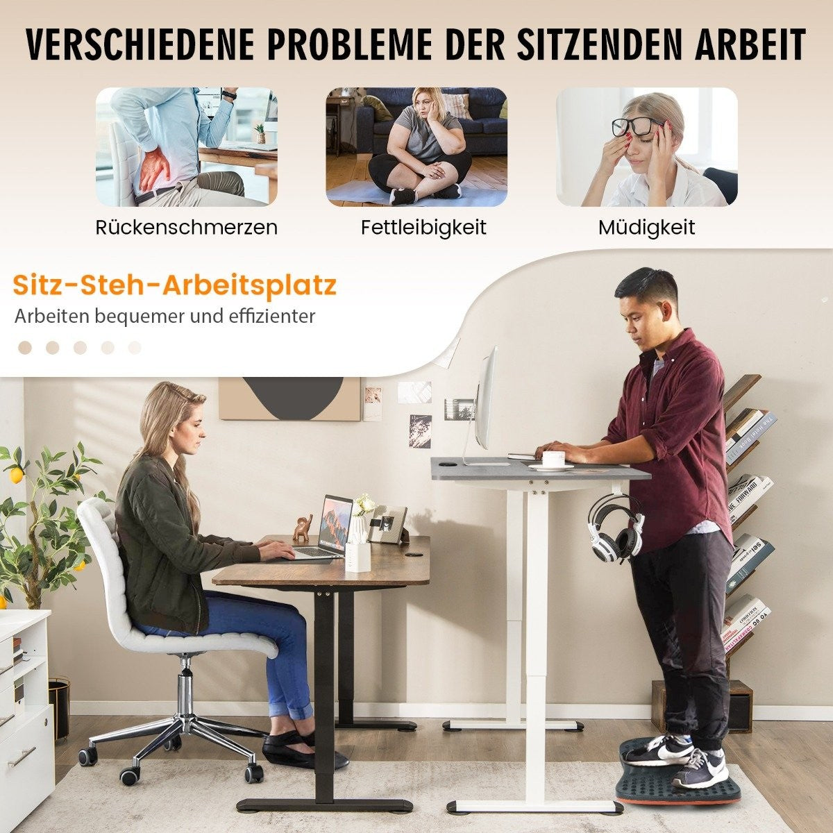 140 x 70 cm Electric Height Adjustable Desk with Stop Mechanism & Hook Gray