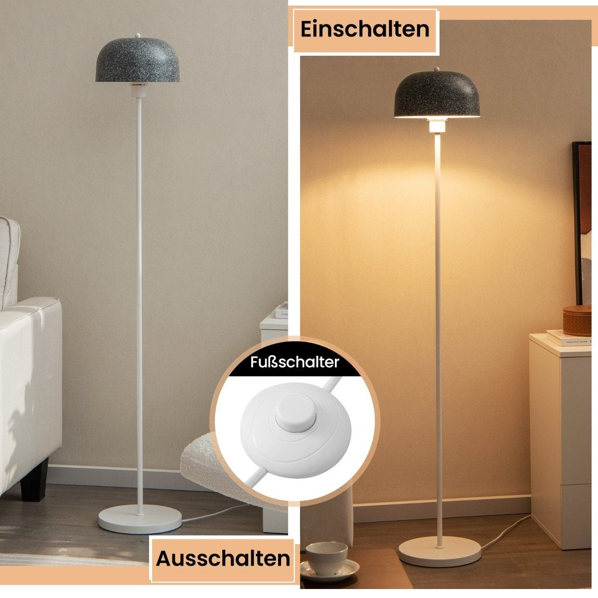 146cm floor lamp with foot switch & E27 bulb base & lampshade floor lamp