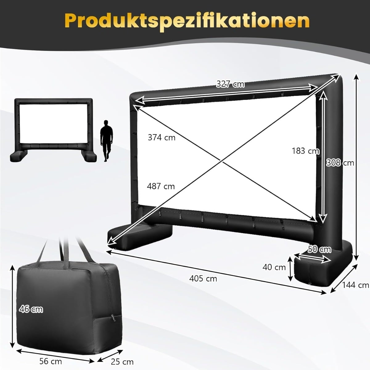 147-Inch Inflatable Projector Screen, 16:9, 4K HD, Dual-Sided