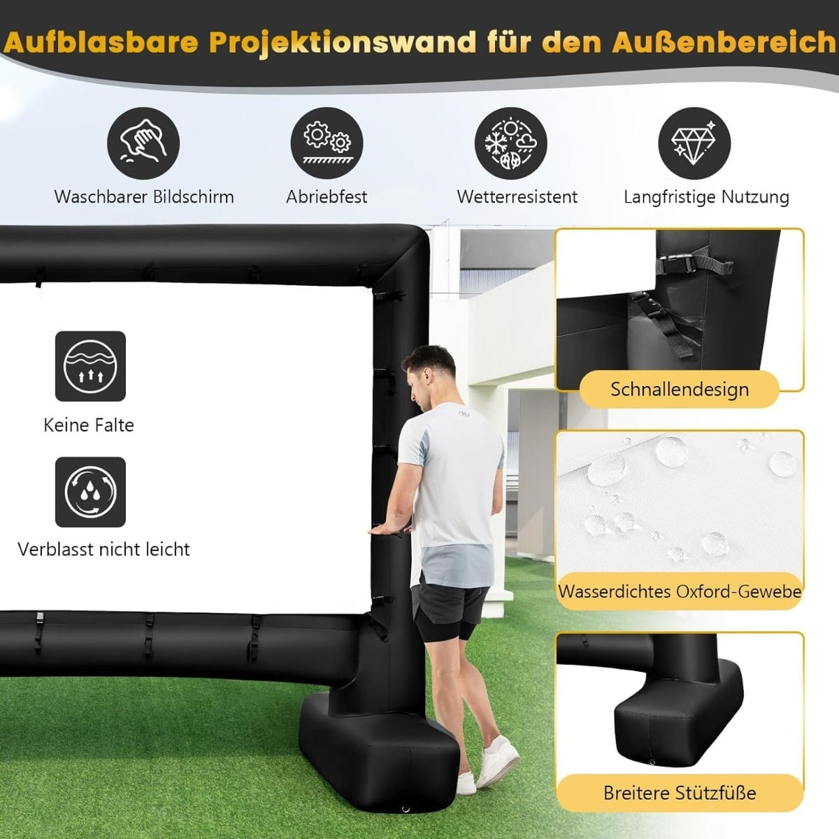 147-Inch Inflatable Projector Screen, 16:9, 4K HD, Dual-Sided