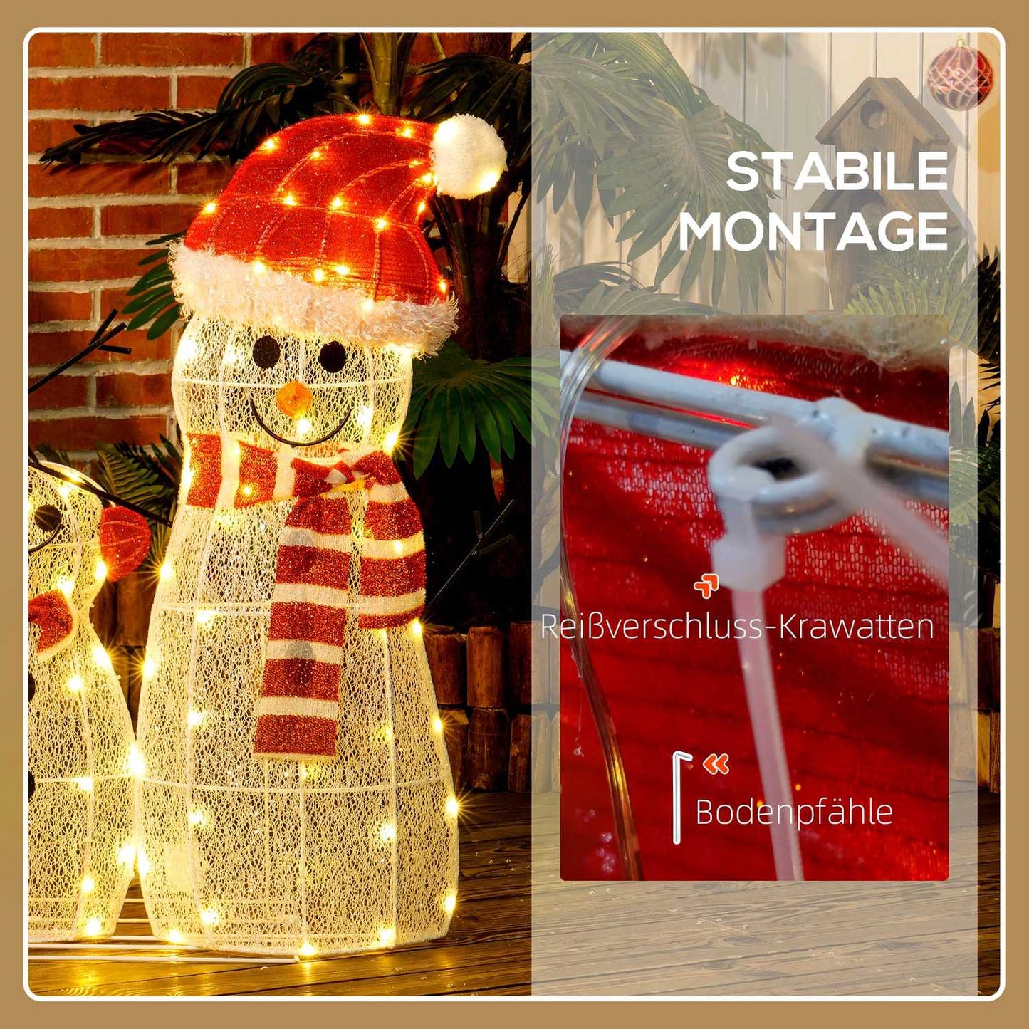 LED Snowman Christmas decoration, warm white, indoor/outdoor