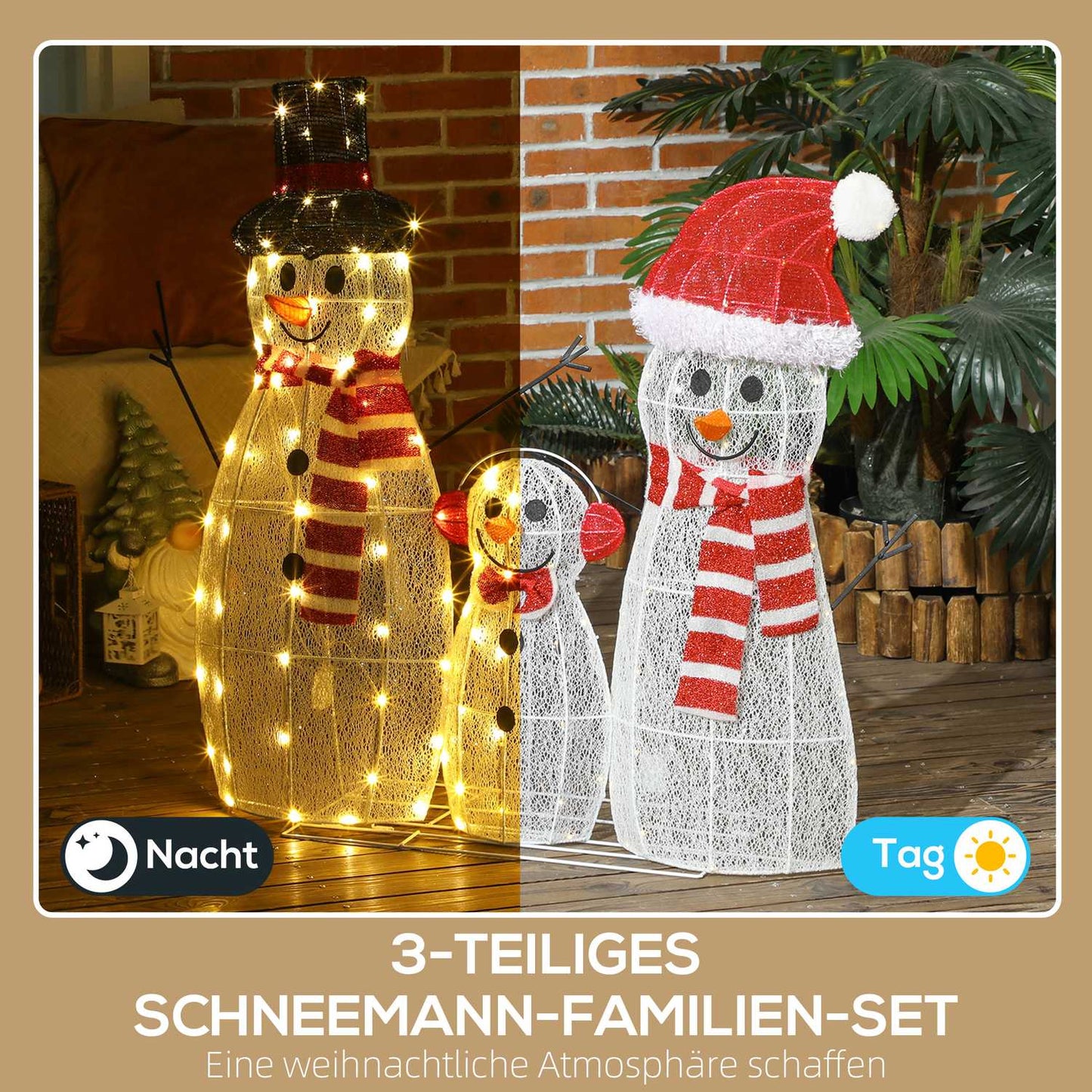 LED Snowman Christmas decoration, warm white, indoor/outdoor