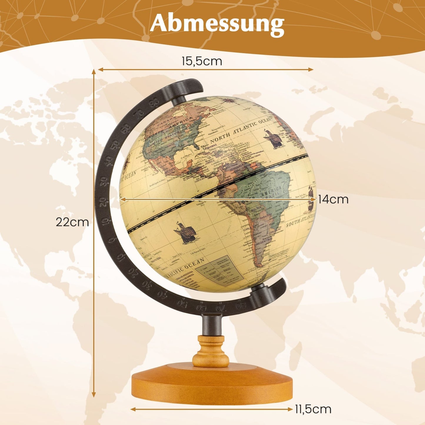14cm Globe with Metal Stand – Educational, Geographic