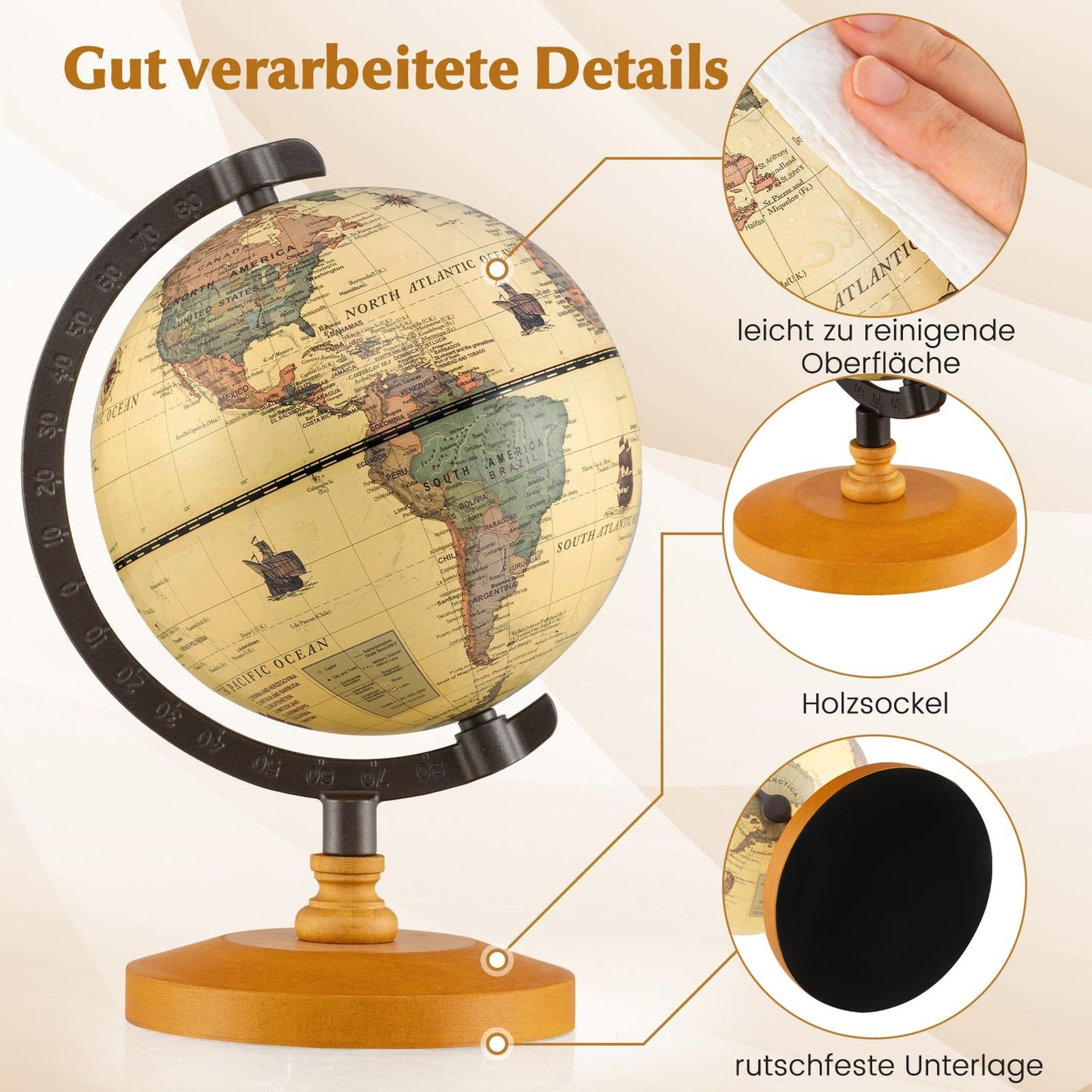 14cm Globe with Metal Stand – Educational, Geographic