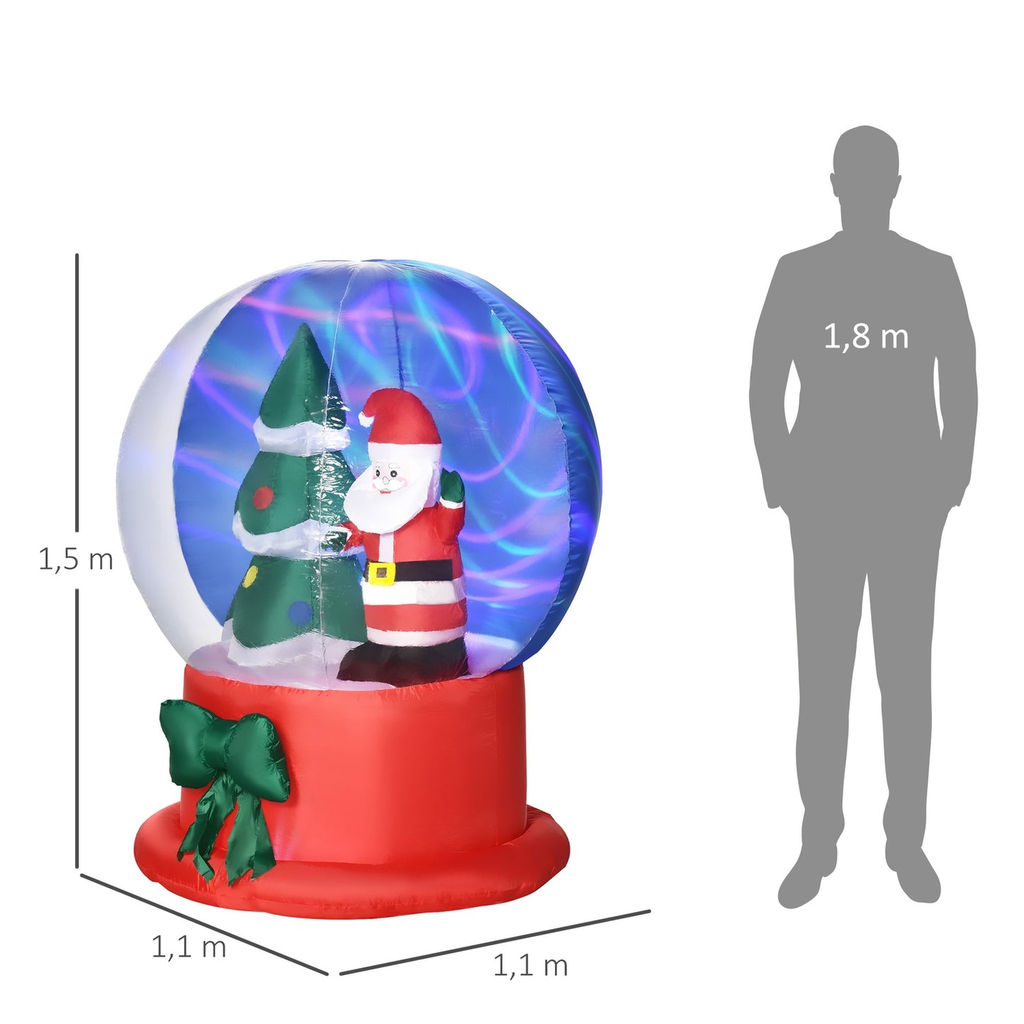 Inflatable Christmas decoration, 150 cm, Santa & tree, LED 정립