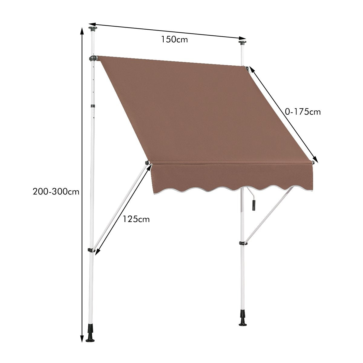 150 cm Adjustable UV-Resistant Balcony Awning