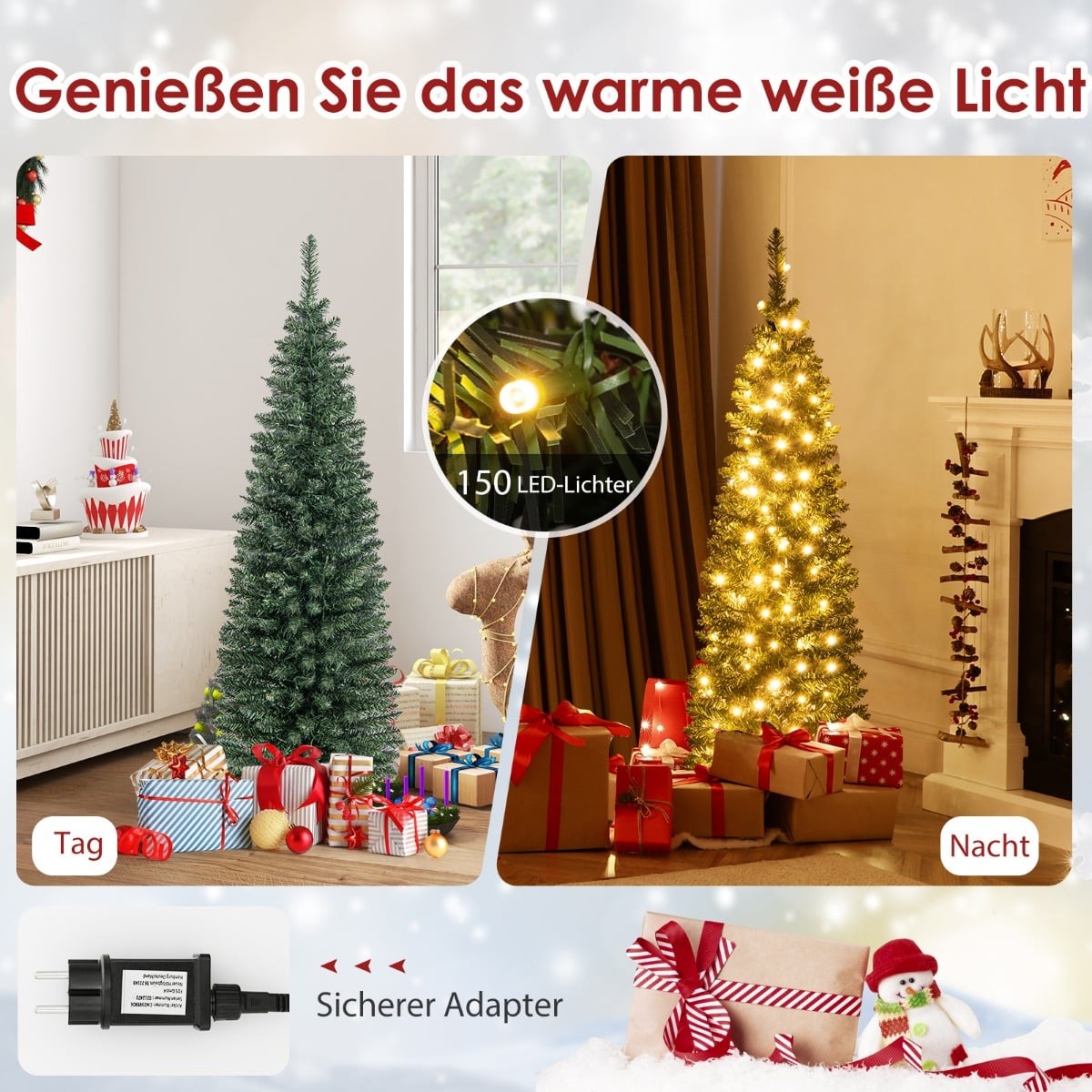 150 cm Artificial Christmas Tree with 150 LEDs, Green