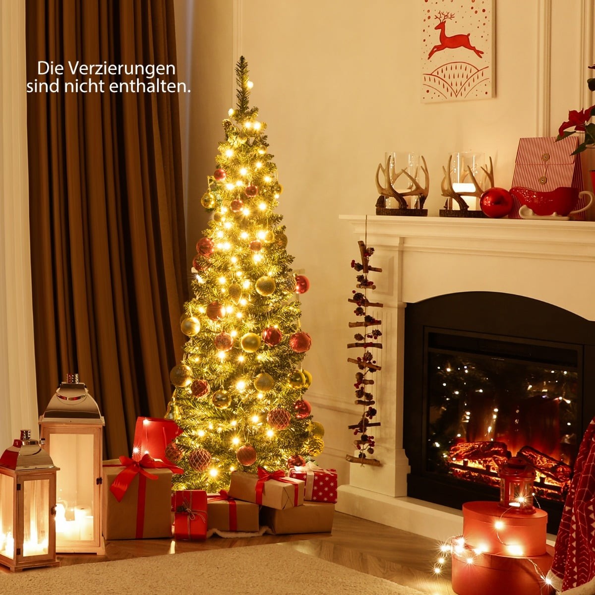 150 cm Artificial Christmas Tree with 150 LEDs, Green