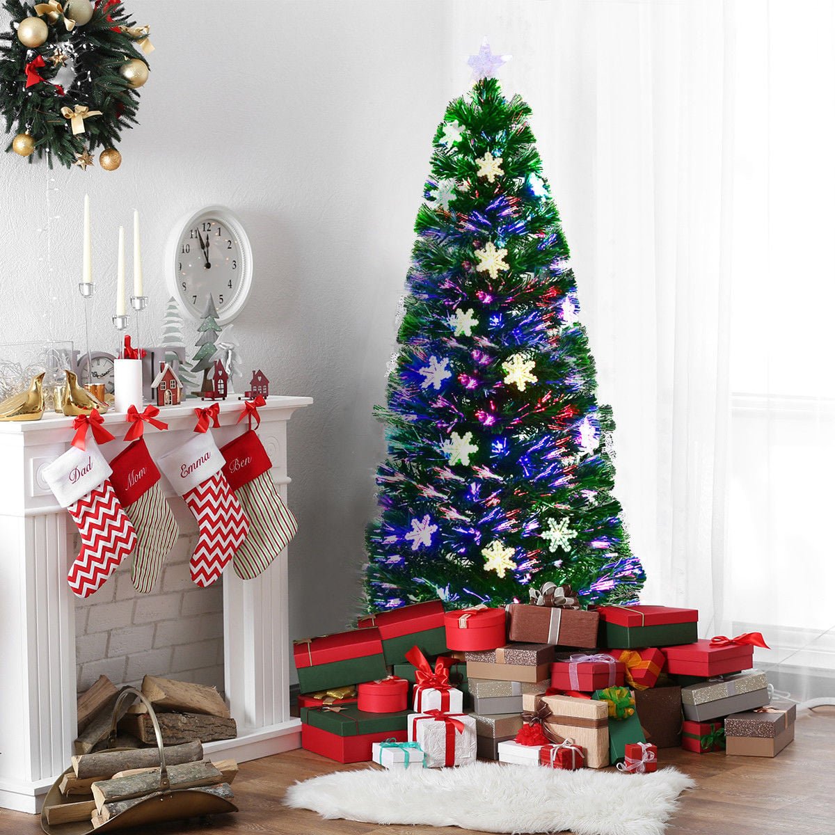 150 cm Artificial Christmas Tree with LED Fiber Optics