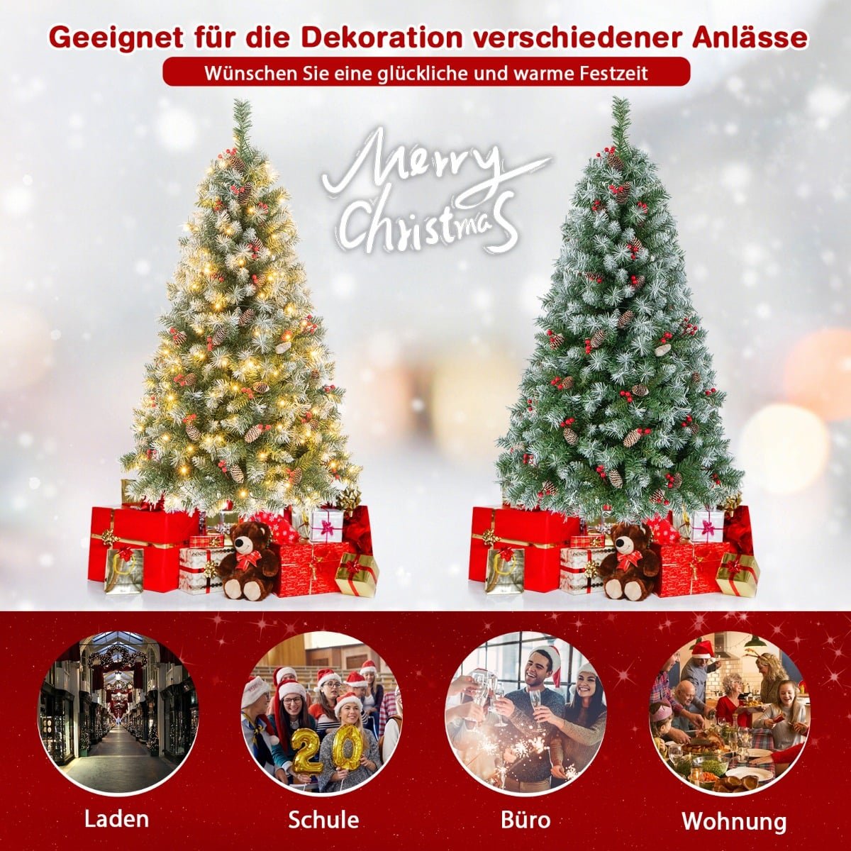 150 cm Artificial Christmas Tree with Lights & Snow