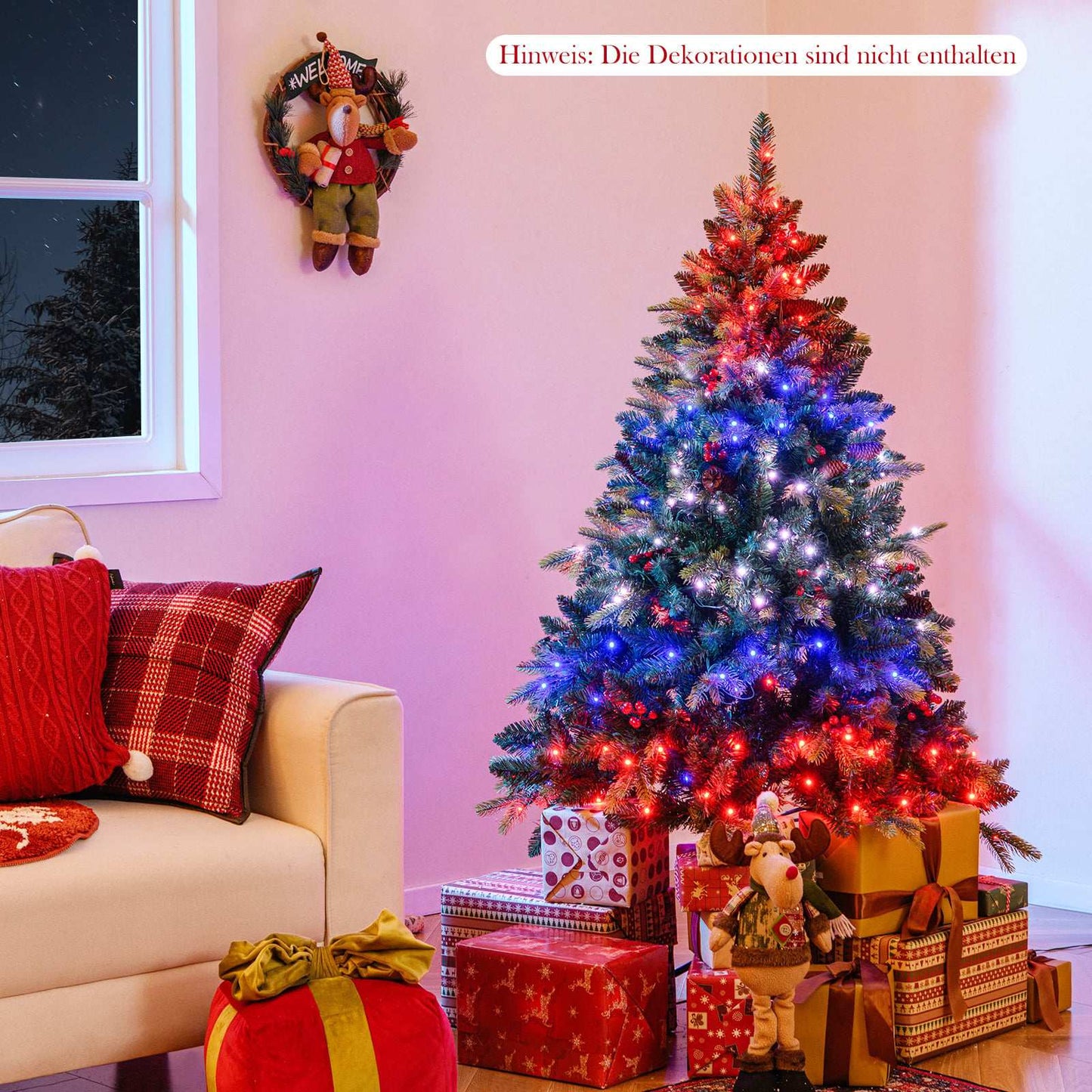150 cm Pre-Lit Christmas Tree with RGB Lights & Remote